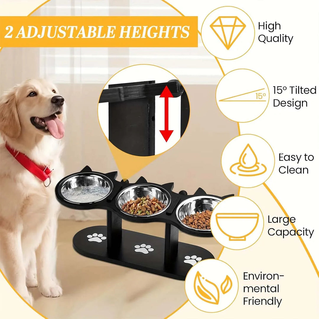Elevated Cat Bowl Set with Stainless Steel Food and Water Dishes