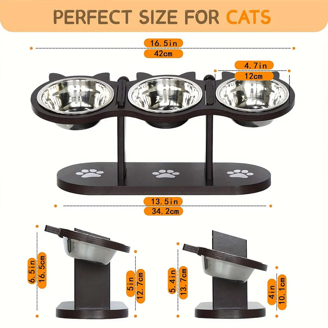 Elevated Cat Bowl Set with Stainless Steel Food and Water Dishes