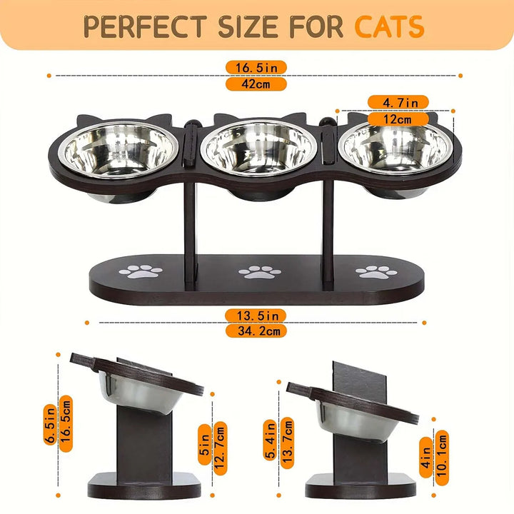 Elevated Cat Bowl Set with Stainless Steel Food and Water Dishes
