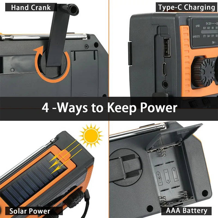 Emergency Solar Hand Crank Radio with USB Flashlight