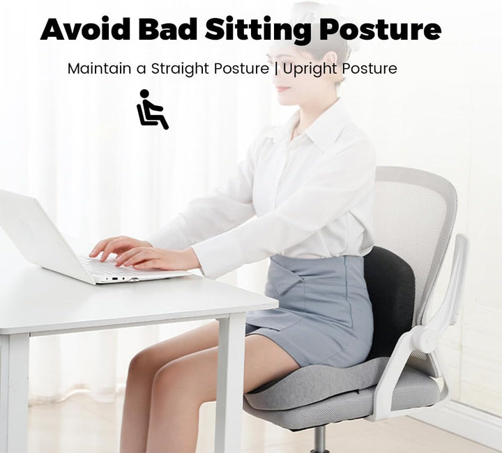 Ergonomic Memory Foam Seat Cushion with Lumbar Support for Back Pain Relief