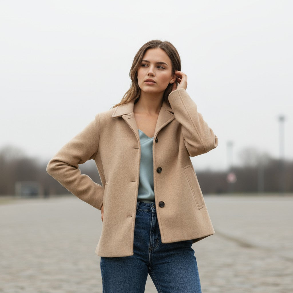 Fall Winter Lapel Woolen Office Coat