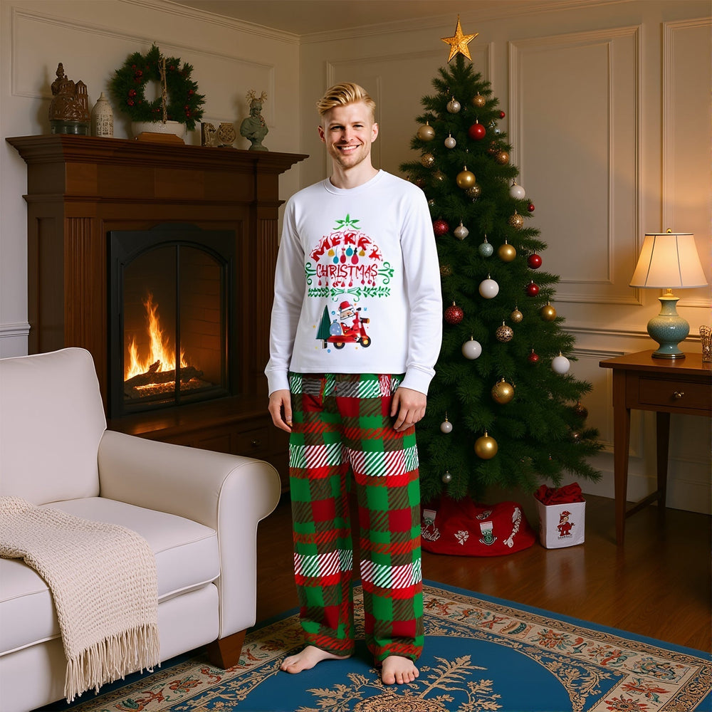 Family Christmas Pajama Set with Printed Top and Pants