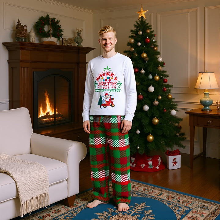 Family Christmas Pajama Set with Printed Top and Pants