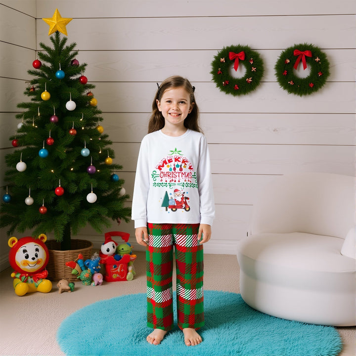 Family Christmas Pajama Set with Printed Top and Pants