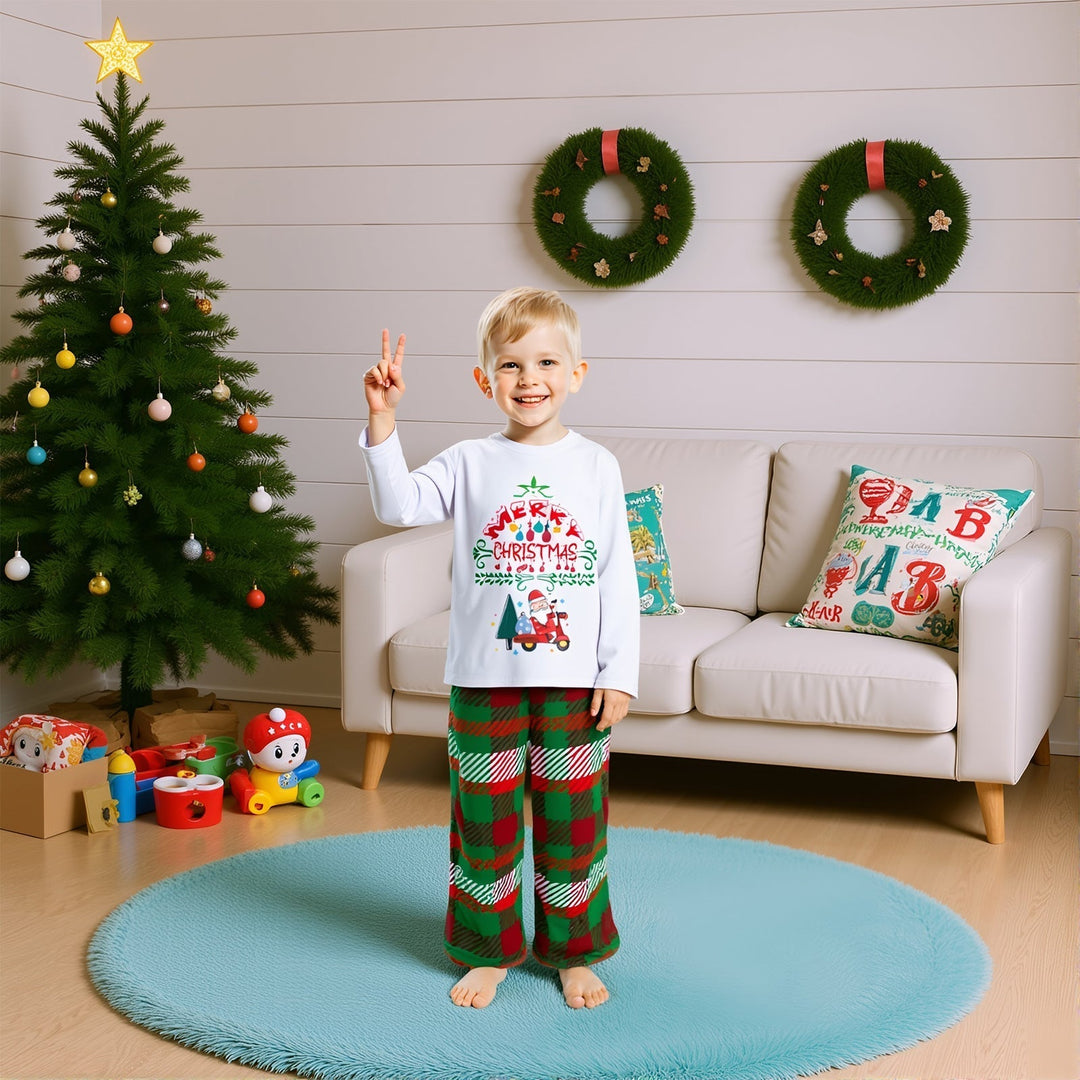 Family Christmas Pajama Set with Printed Top and Pants