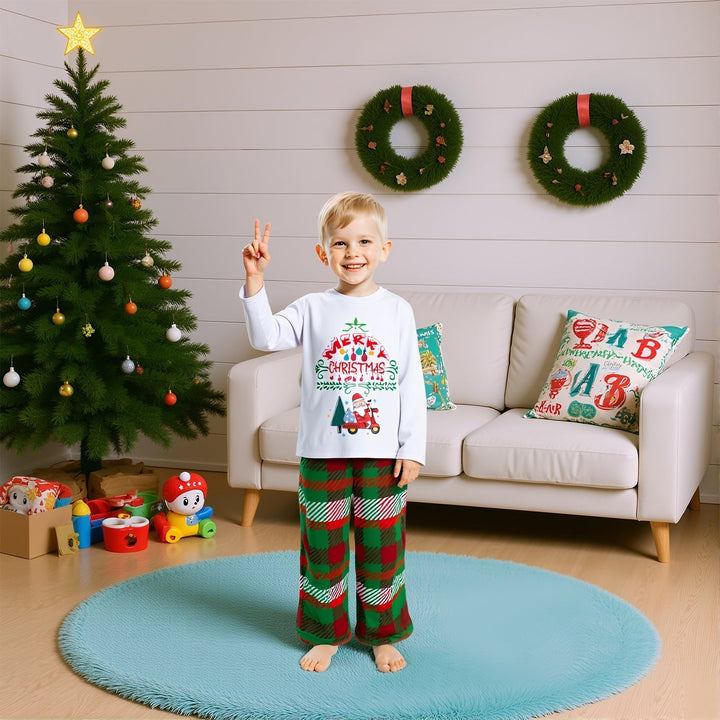 Family Christmas Pajama Set with Printed Top and Pants