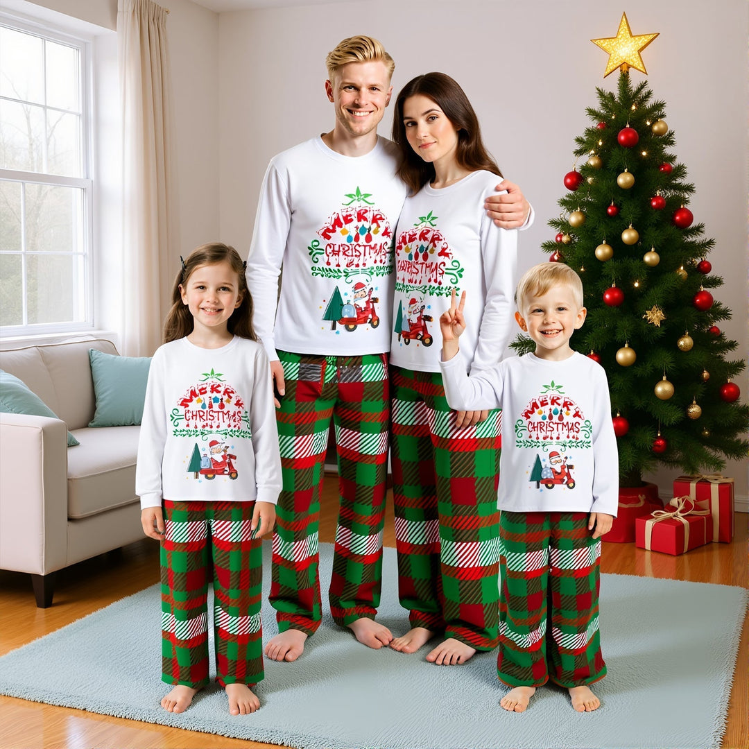Family Christmas Pajama Set with Printed Top and Pants