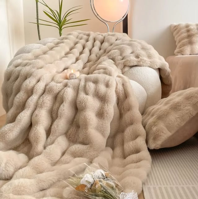 Faux Fur Throw Blanket for Home Decor and Cozy Comfort