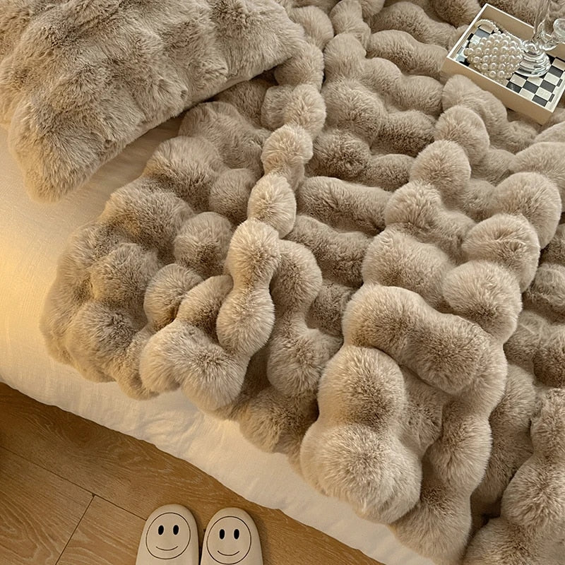 Faux Fur Throw Blanket for Home Decor and Cozy Comfort