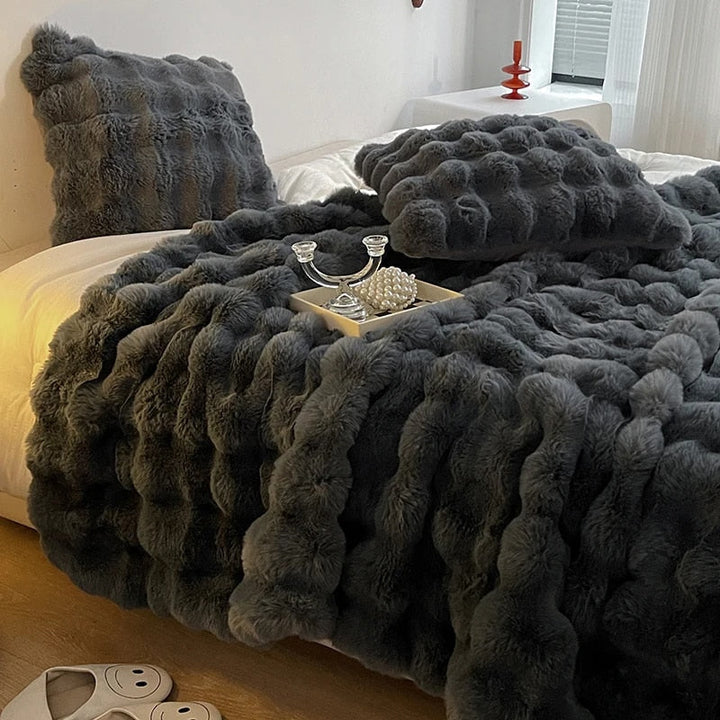 Faux Fur Throw Blanket for Home Decor and Cozy Comfort