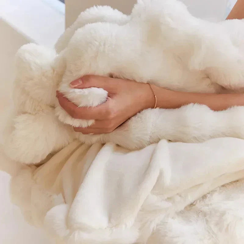 Faux Fur Throw Blanket for Home Decor and Cozy Comfort
