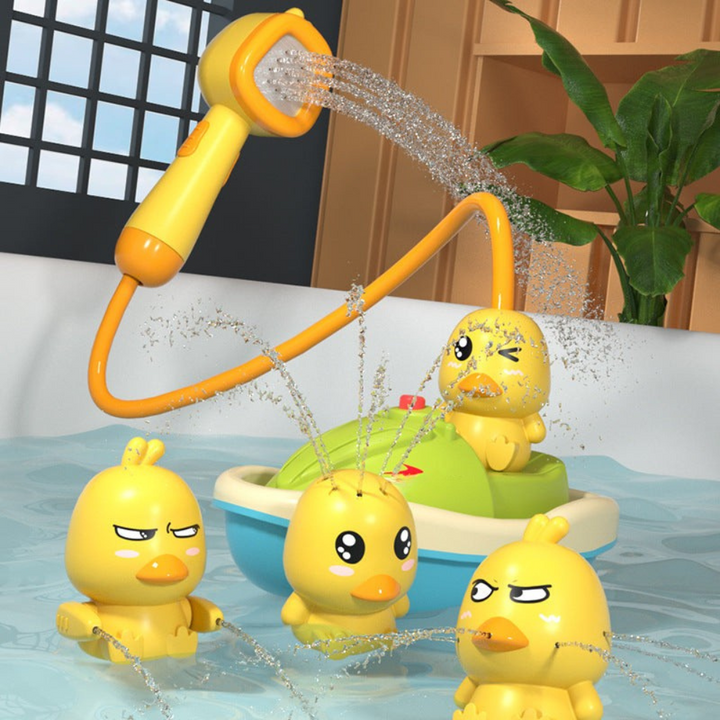 Floating Duck Bath Toy Set with Shower Spray Features