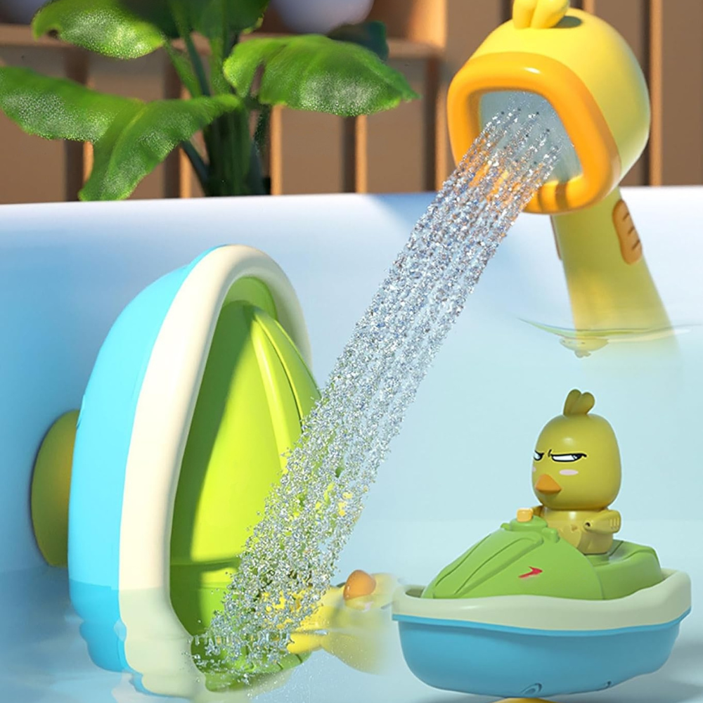 Floating Duck Bath Toy Set with Shower Spray Features