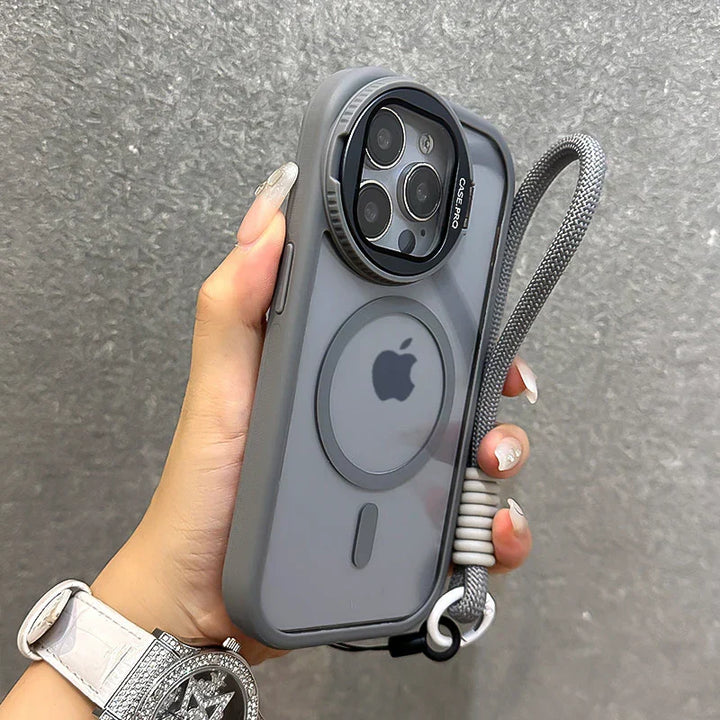 Foldable Magnetic Lens Stand Case for iPhone 11 to 16