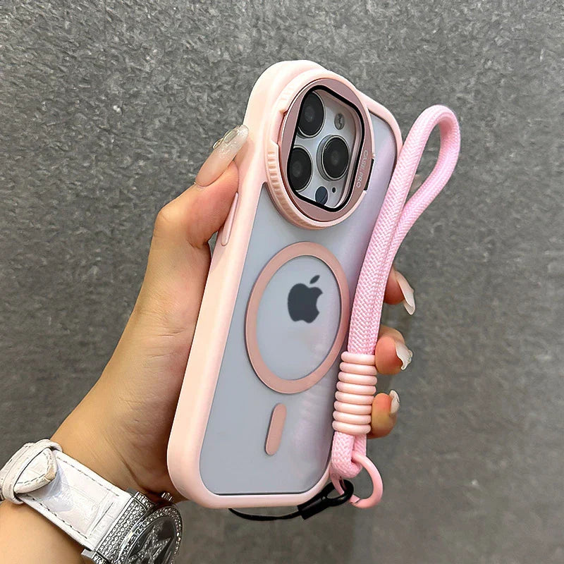 Foldable Magnetic Lens Stand Case for iPhone 11 to 16