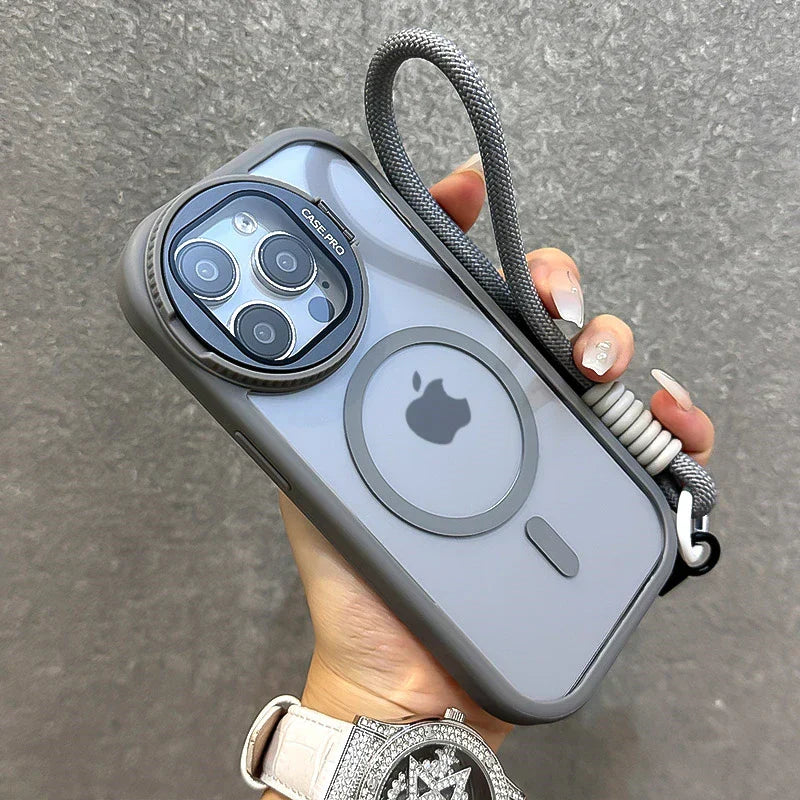 Foldable Magnetic Lens Stand Case for iPhone 11 to 16