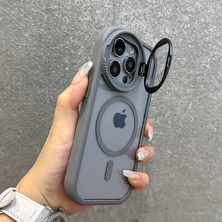 Foldable Magnetic Lens Stand Case for iPhone 11 to 16