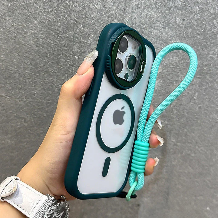 Foldable Magnetic Lens Stand Case for iPhone 11 to 16