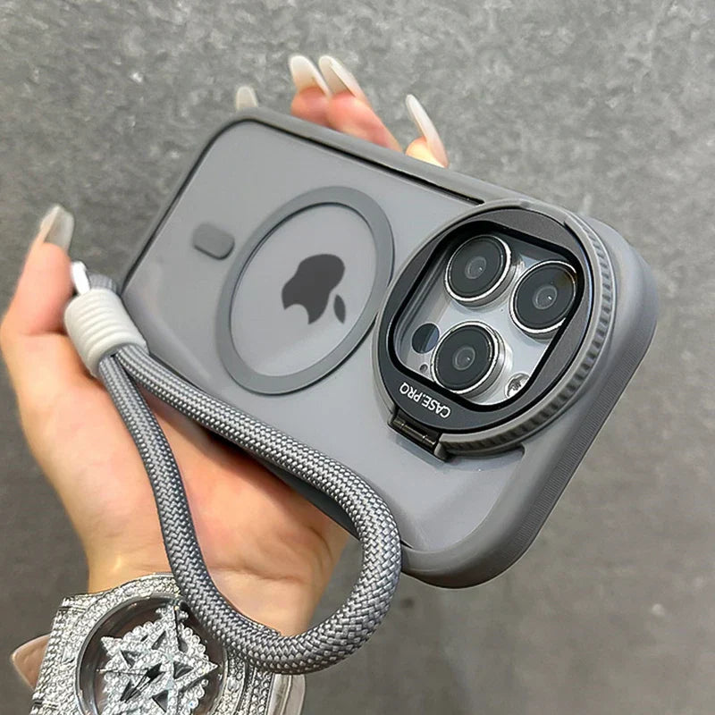 Foldable Magnetic Lens Stand Case for iPhone 11 to 16