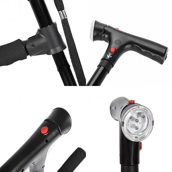 Folding Walking Stick with Built-in Light for Mobility Support