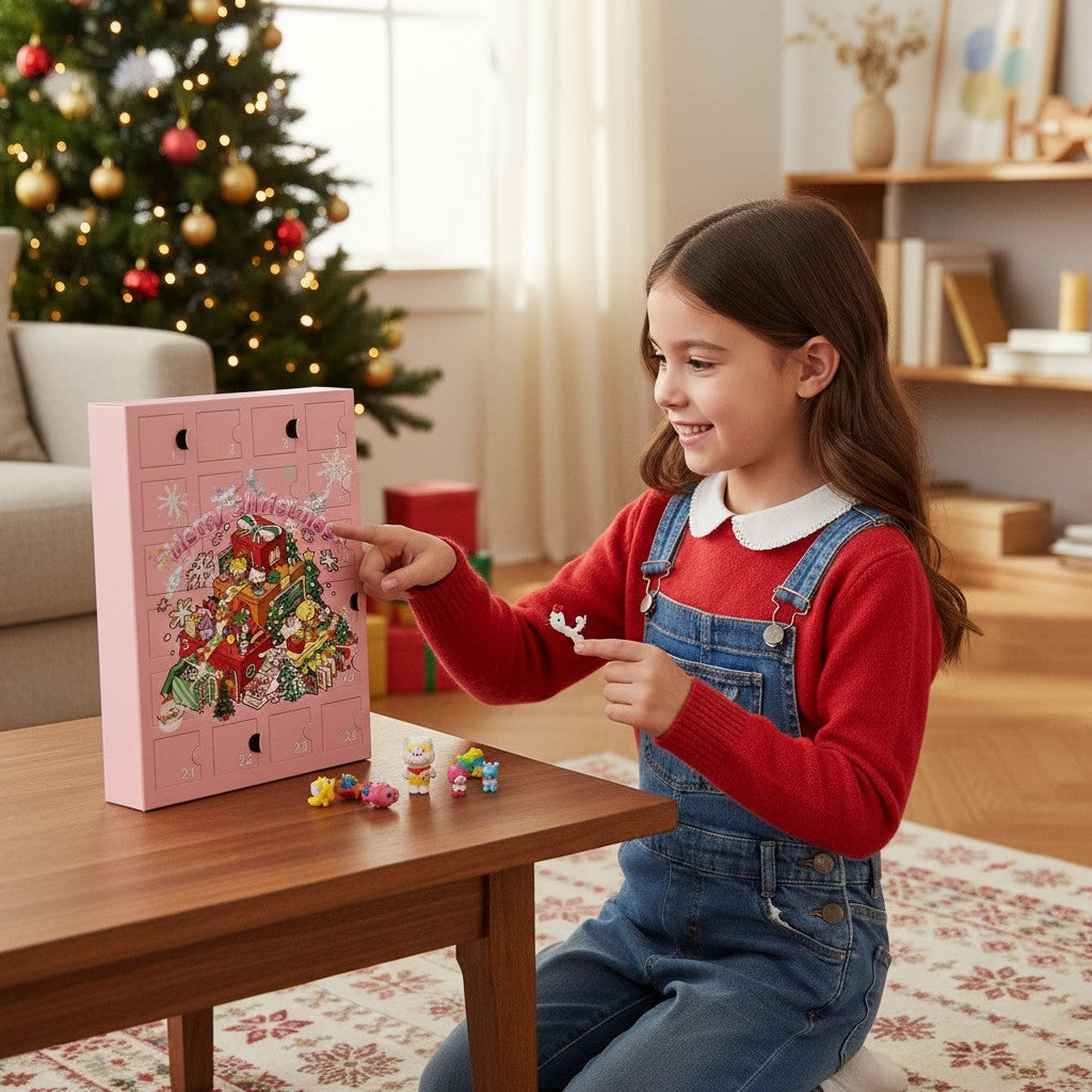 Girls Advent Calendar with 24 Surprise Ornaments for Christmas