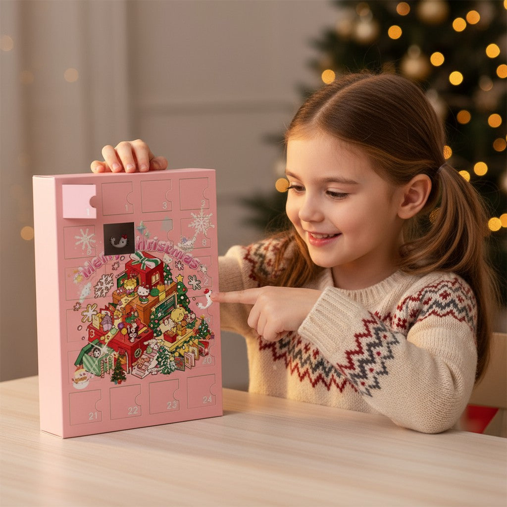 Girls Advent Calendar with 24 Surprise Ornaments for Christmas