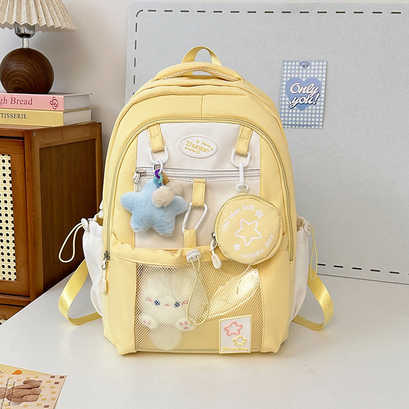 Girls Bunny Charm Backpack with Adjustable Straps