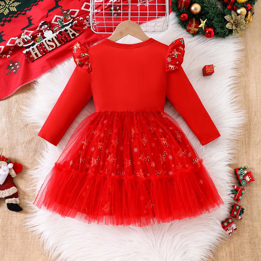 Girls Light Up Christmas Dress Costume with Headband