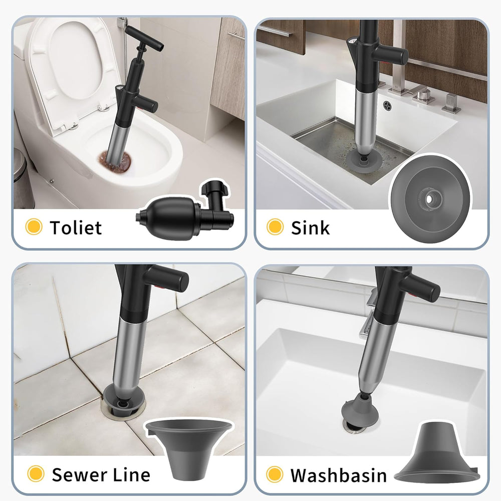 High Pressure Stainless Steel Toilet Plunger Unclogger Tool