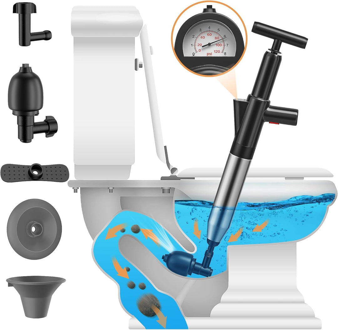 High Pressure Stainless Steel Toilet Plunger Unclogger Tool