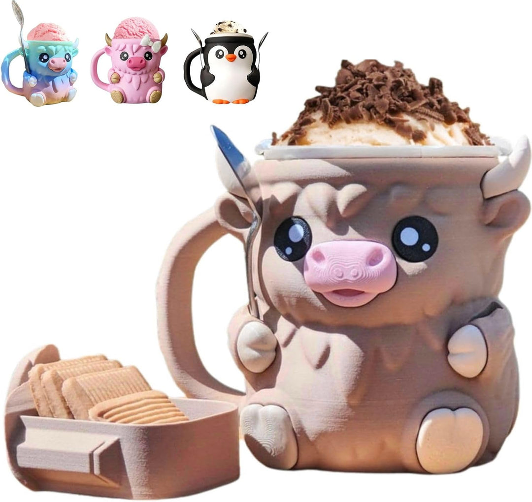 Highland Cow Ice Cream Pint Holder Cooler with Handle