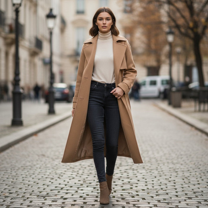 Lapel Double-Breasted Trench Coat