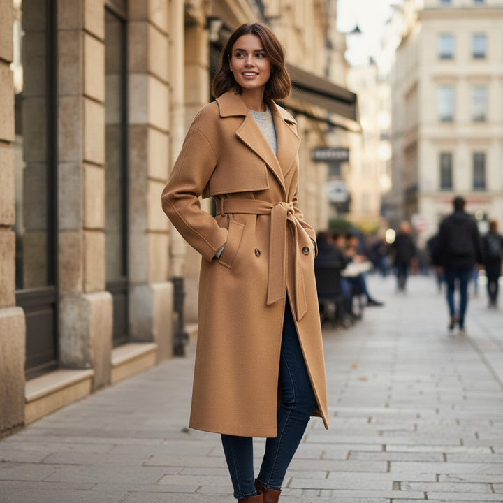 Lapel Double-Breasted Trench Coat