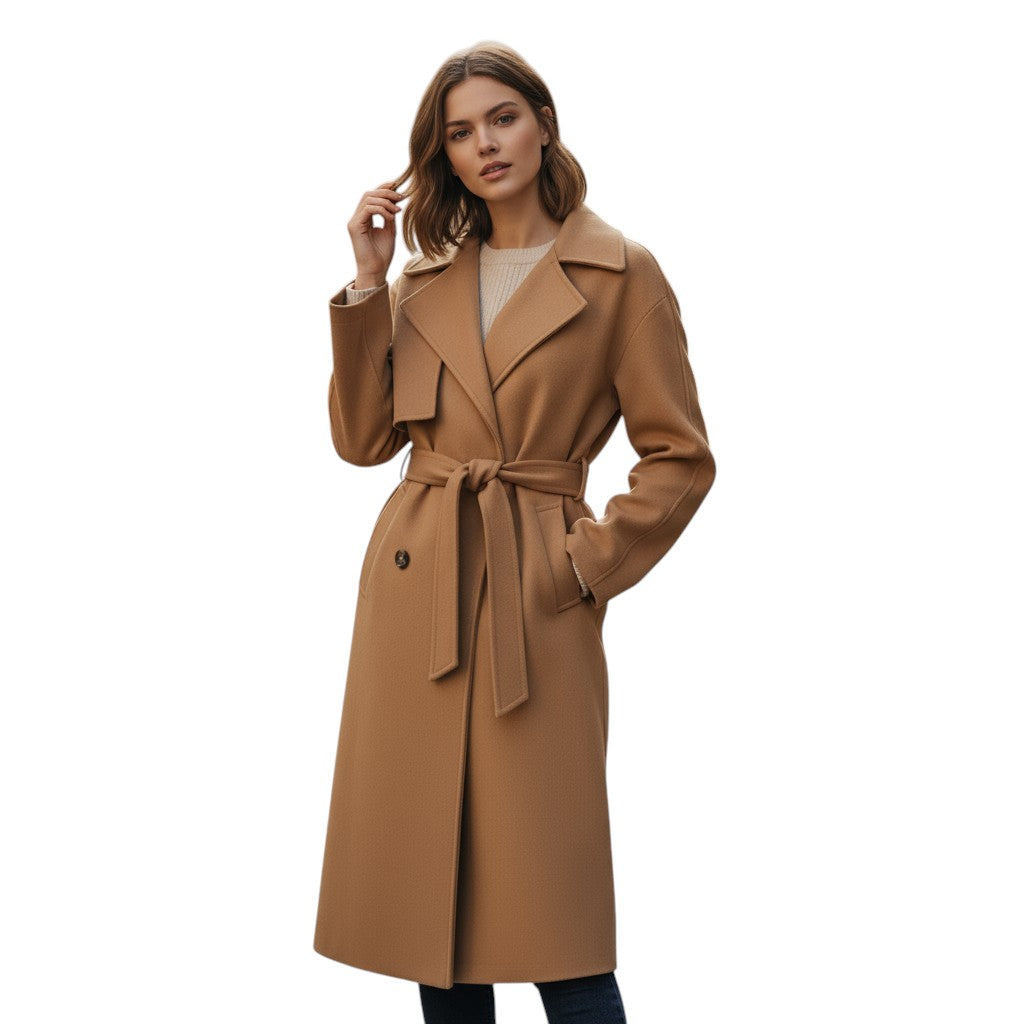 Lapel Double-Breasted Trench Coat