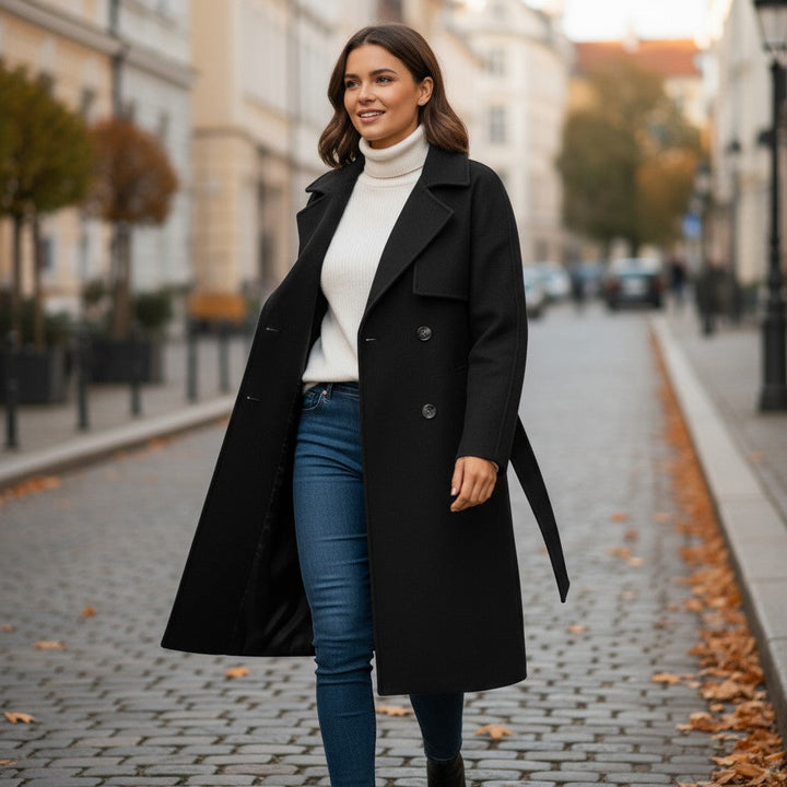 Lapel Double-Breasted Trench Coat