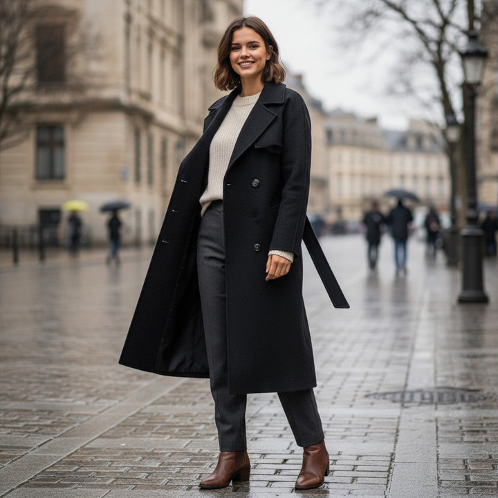 Lapel Double-Breasted Trench Coat