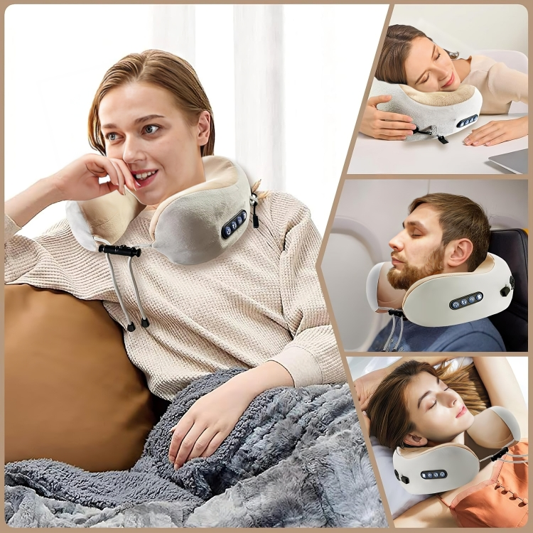 Memory Foam Travel Neck Pillow with Massager