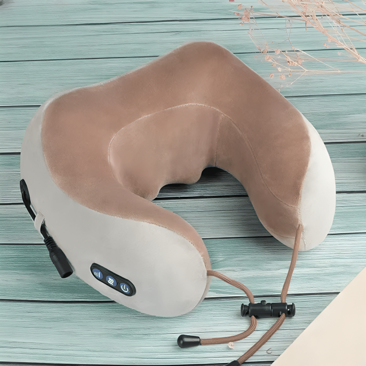 Memory Foam Travel Neck Pillow with Massager