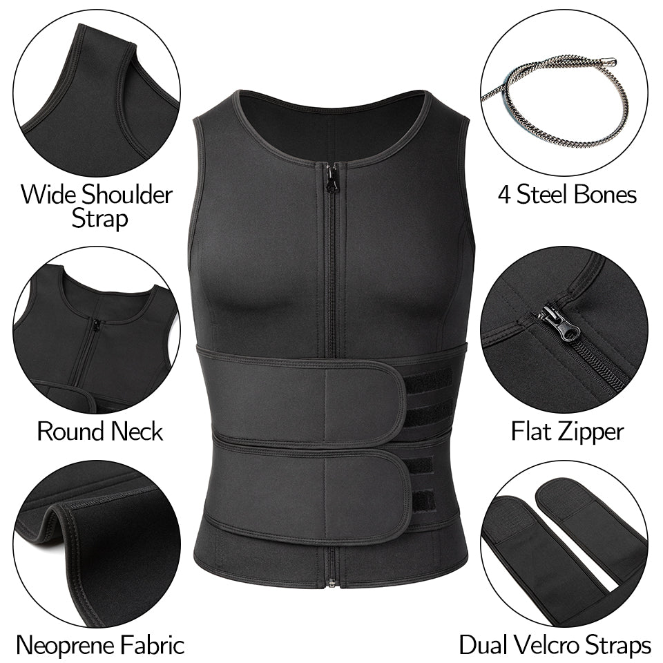 Men's Neoprene Sauna Vest for Weight Loss and Fitness Training