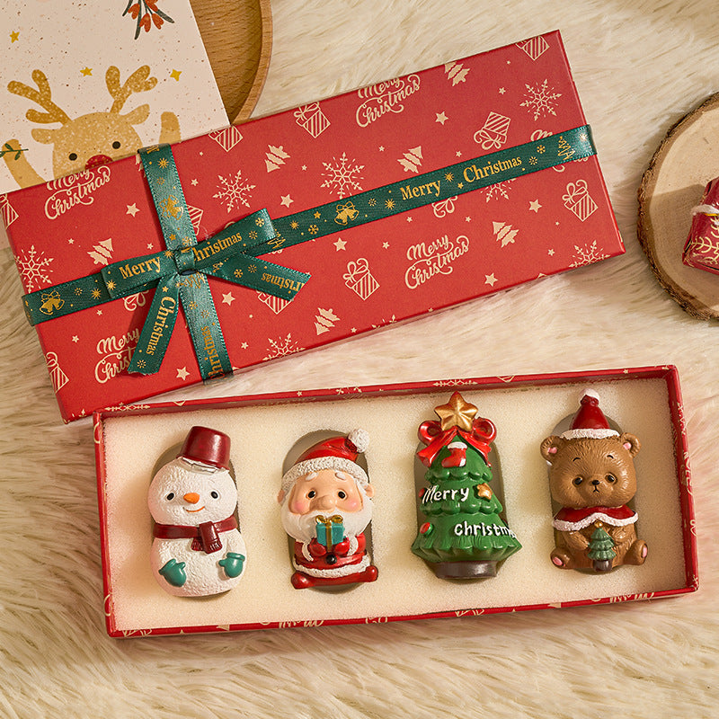 Mini Santa Claus and Snowman Christmas Desktop Ornaments Set