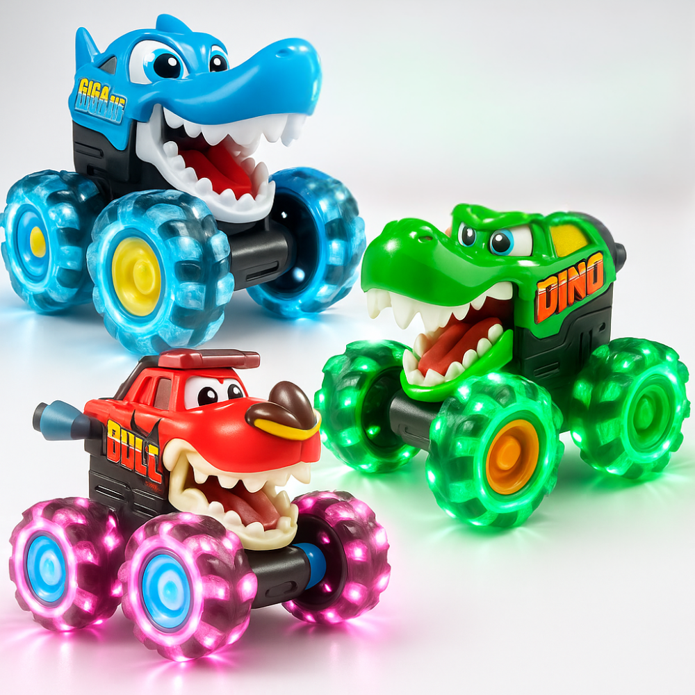 Monster Truck Light Up Toy Cars Play Set for Kids