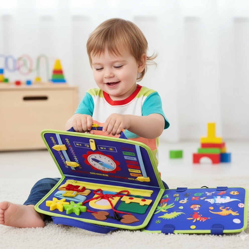 Montessori Busy Board Sensory Toy for Toddlers and Kids