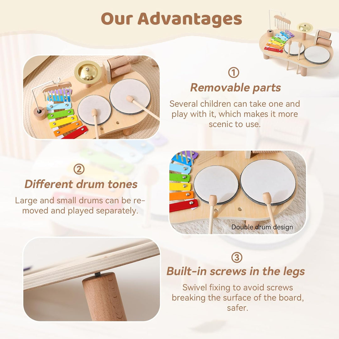 Montessori Music Activity Table Toy for Kids Sound Instrument