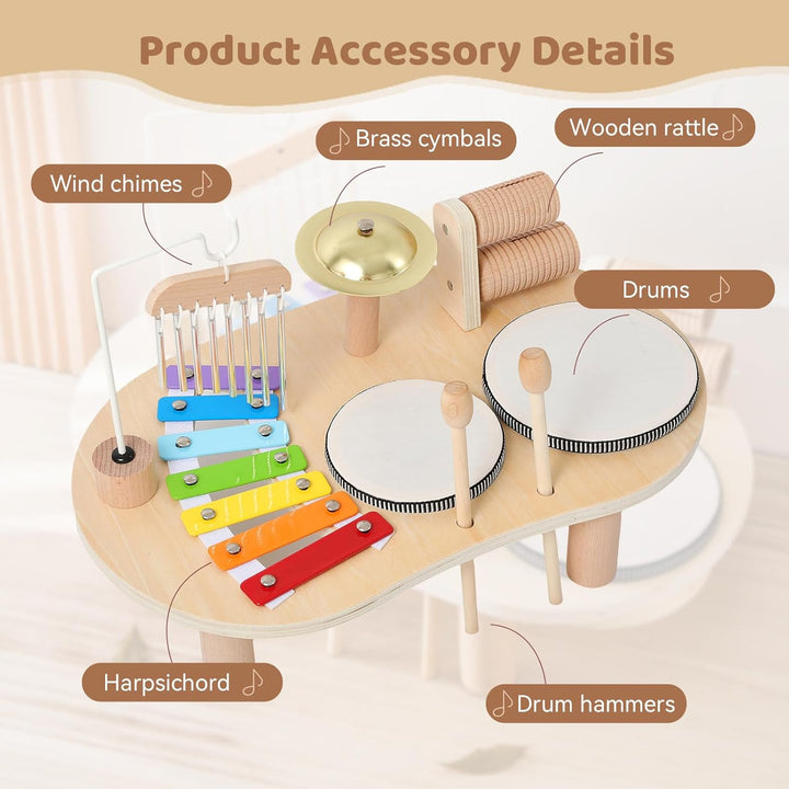 Montessori Music Activity Table Toy for Kids Sound Instrument