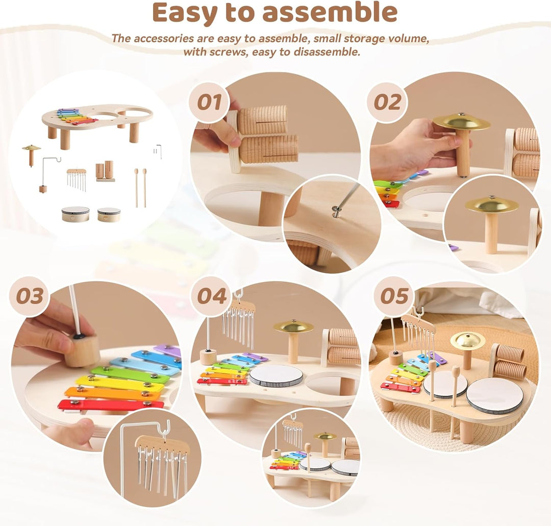 Montessori Music Activity Table Toy for Kids Sound Instrument