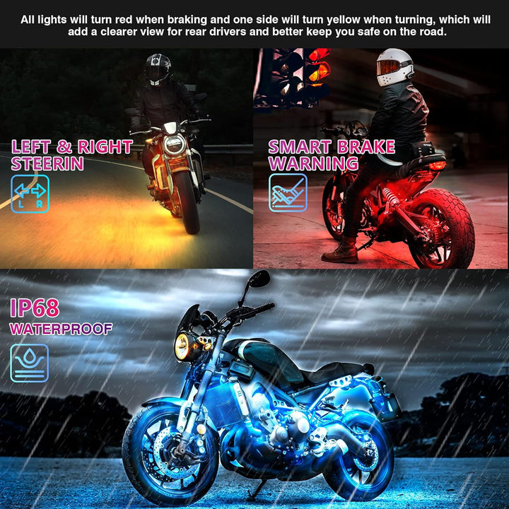 Motorcycle LED Light Kit for Brake and Turn Signal - 12 Pieces
