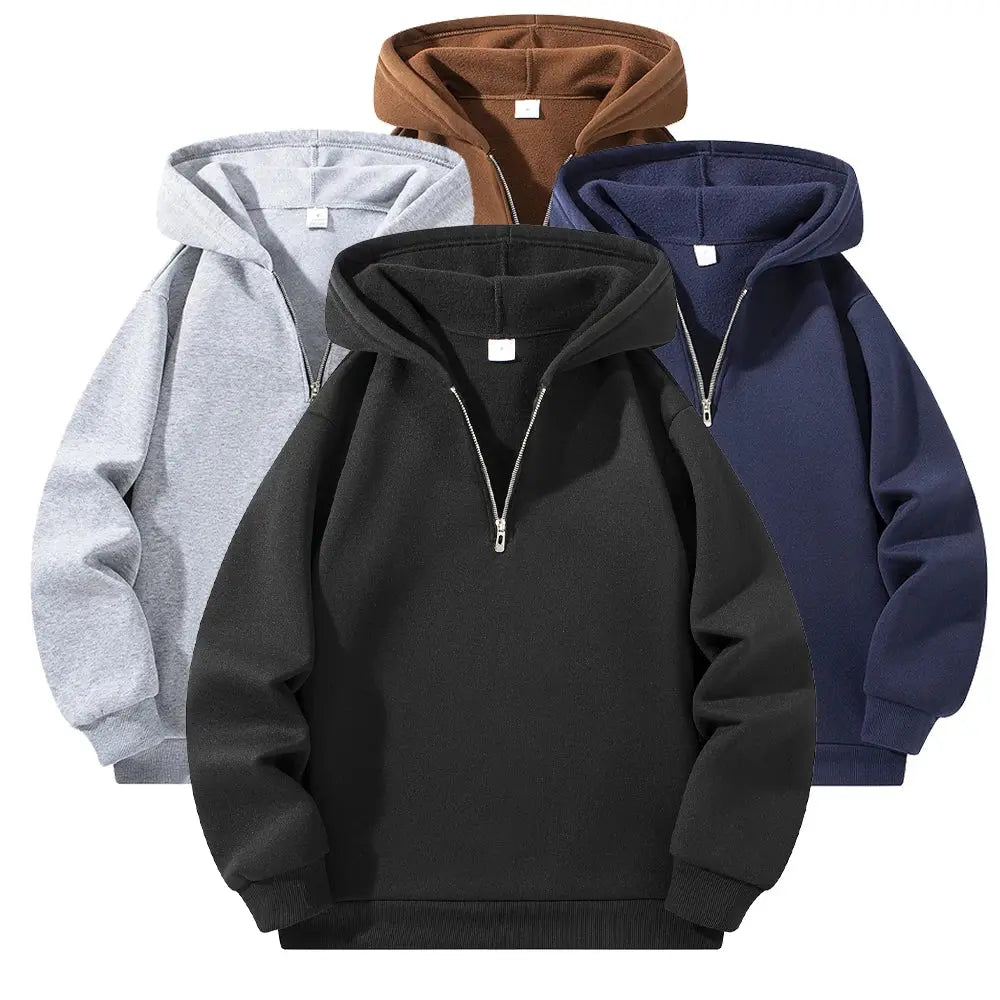 Men's Half-Zip Hoodie with Long Sleeves