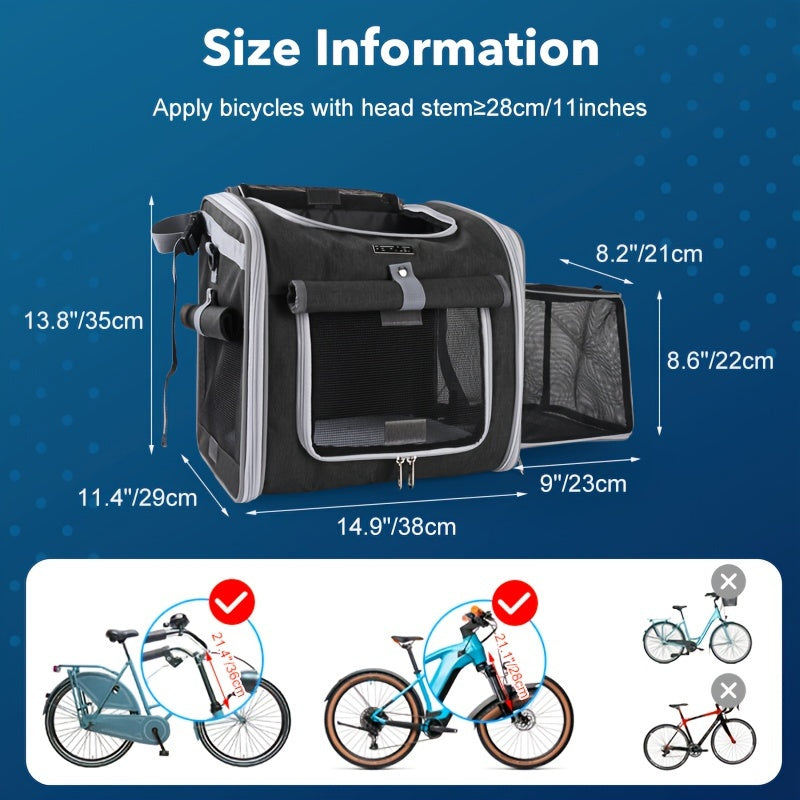 Pet Bike Basket Carrier - Expandable Bicycle Pet Carrier