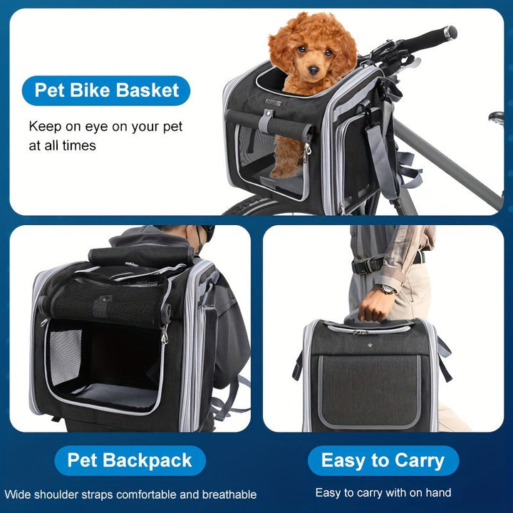 Pet Bike Basket Carrier - Expandable Bicycle Pet Carrier